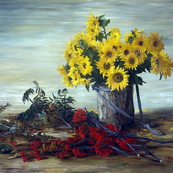 Jigsaw puzzle: Rowan and sunflowers