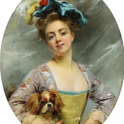 Jigsaw puzzle: Woman with a dog