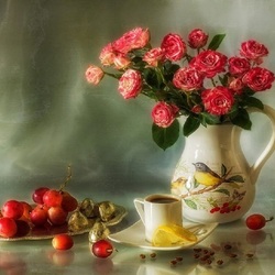 Jigsaw puzzle: Coffee and roses