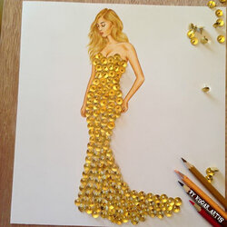 Jigsaw puzzle:  Gold dress