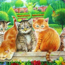 Jigsaw puzzle: Cat brood in the garden