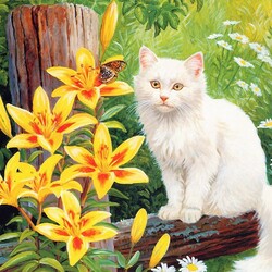 Jigsaw puzzle: Kitty in flowers