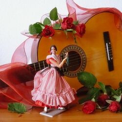 Jigsaw puzzle: Still life with guitar and roses
