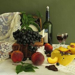 Jigsaw puzzle: Wine with fruit and cheese