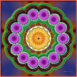 Jigsaw puzzle: Mandala of abstract flowers