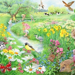 Jigsaw puzzle: Children in the meadow