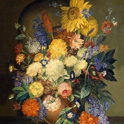 Jigsaw puzzle: Bouquet of flowers in a niche