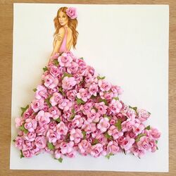 Jigsaw puzzle: Pink flower dress
