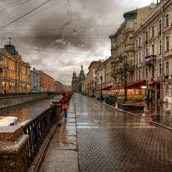 Jigsaw puzzle: Rain on the Fontanka and rain on the Neva