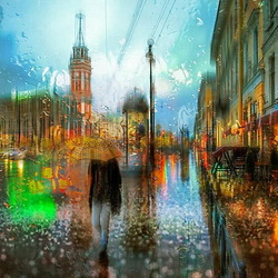 Jigsaw puzzle: Rain on Nevsky Prospect