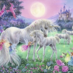 Jigsaw puzzle: Unicorns in the moonlight