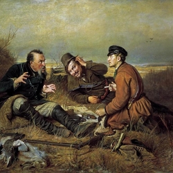 Jigsaw puzzle: hunters at rest