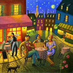 Jigsaw puzzle: Evening in a cafe