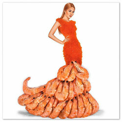 Jigsaw puzzle: Red caviar and shrimp dress