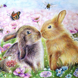 Jigsaw puzzle: Kissing bunnies