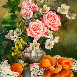 Jigsaw puzzle: Roses and apricots