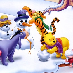 Jigsaw puzzle: Winter at Winnie the Pooh and his friends