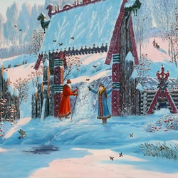 Jigsaw puzzle: Santa Claus and Snow Maiden at the Ledich spring