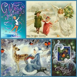 Jigsaw puzzle: New Year retro cards
