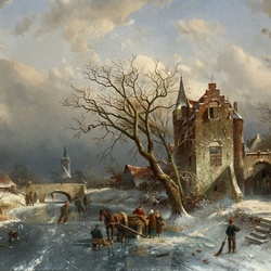 Jigsaw puzzle: Winter landscape with village