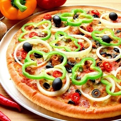 Jigsaw puzzle: Pizza with peppers and olives
