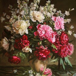 Jigsaw puzzle: Peonies and bells