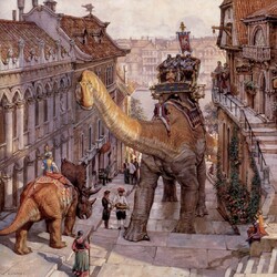 Jigsaw puzzle: On the streets of Dinotopia