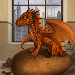 Jigsaw puzzle: Hatching an orange dragon