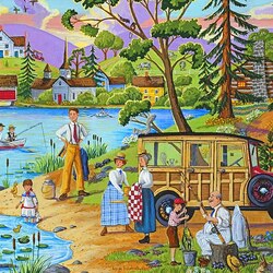 Jigsaw puzzle: Picnic by the lake
