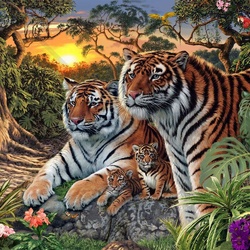 Jigsaw puzzle: Family of tigers