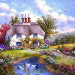 Jigsaw puzzle: House by the pond