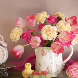 Jigsaw puzzle: Tulips and carnations