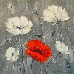 Jigsaw puzzle: White and red poppies