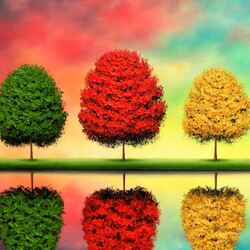 Jigsaw puzzle: Colored trees