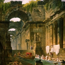 Jigsaw puzzle: The ruins of a Roman bath with laundresses