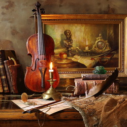 Jigsaw puzzle: Still life with violin and painting