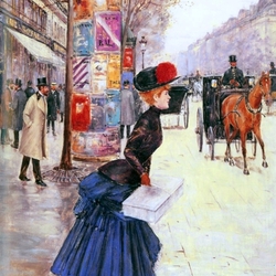 Jigsaw puzzle: Woman crossing the boulevard