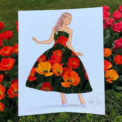 Jigsaw puzzle: Dress with tulips
