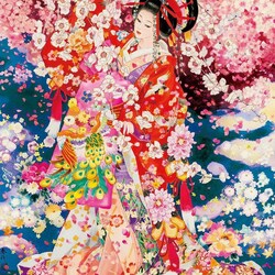 Jigsaw puzzle:  The wind blowing away sakura petals