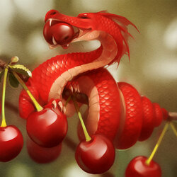 Jigsaw puzzle: Dragon on a cherry branch