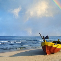 Jigsaw puzzle: A boat on the sand