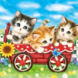 Jigsaw puzzle: Kittens in a cart