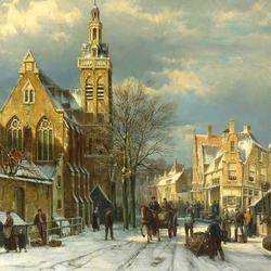 Jigsaw puzzle: Dutch town in winter