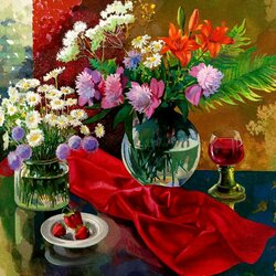 Jigsaw puzzle: Flowers and cabernet