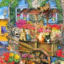 Jigsaw puzzle: Flower cart