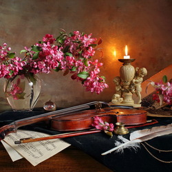 Jigsaw puzzle: Still life with flowers and violin