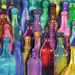Jigsaw puzzle: Multicolored bottles