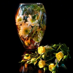 Jigsaw puzzle: Still life with roses and chrysanthemums