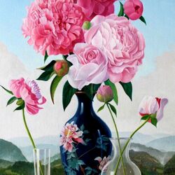 Jigsaw puzzle: Still life with peonies and raspberries