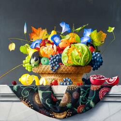 Jigsaw puzzle: Still life with vegetables and flowers